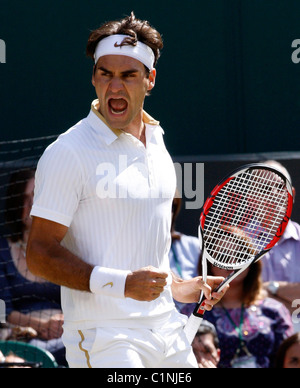 Roger Federer Wimbledon Tennis Championships 2009 - Herren einzelne Finale London, England - 05.07.09 Stockfoto