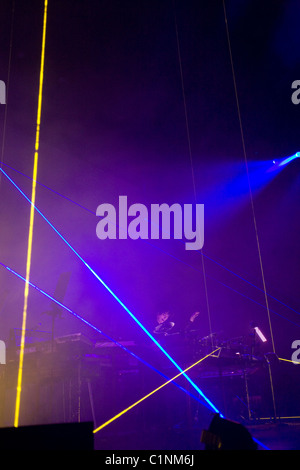 Jarre führen auf das Konzert in Budapest, Ungarn, 2010. Stockfoto