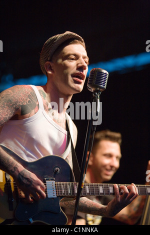 Mitglieder der Band Mystery Gang führen auf das Konzert in Budapest, Ungarn, 2010. Stockfoto