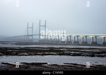 Die zweite Severn Kreuzung oder Prinz von Wales Brücke von Severn Beach South Gloucestershire England Großbritannien Stockfoto