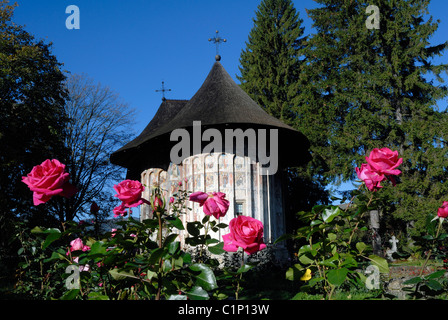 Rumänien südlich von Bukowina in Richtung Gura Humorului Stadt berühmten Rosengarten im orthodoxen Kloster von 1530 als aufgeführt Stockfoto