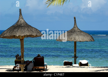 Insel Mauritius, Ostküste, Strand des kaiserlichen Sofitel Hotels in Wolmar (Flic En Flac) Stockfoto