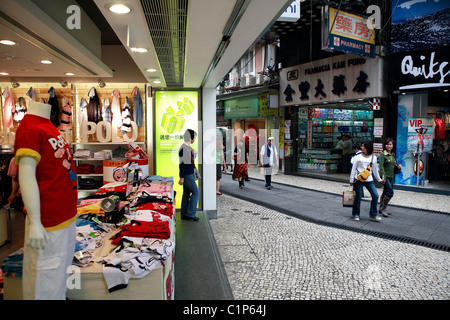 China, Macau, Einkaufsstraßen der Innenstadt Stockfoto