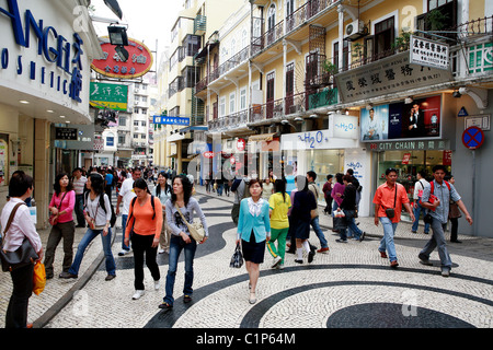 China, Macau, Einkaufsstraßen der Innenstadt Stockfoto