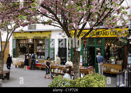 Frankreich, Paris, Quartier Latin, Shakespeare and Company Buchhandlung auf Rue De La Bucherie Stockfoto