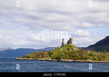 Schottland, Isle Of Skye, Kyleakin, Caisteal Maol, Reste der Burg am Hügel Stockfoto