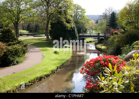 England, Derbyshire, Buxton, Fluss im Pavillon Garten Stockfoto