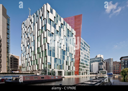 Carmine Gebäude in Merchant Square, Paddington Basin, entworfen vom Architekten Mossessian & Partner. Stockfoto