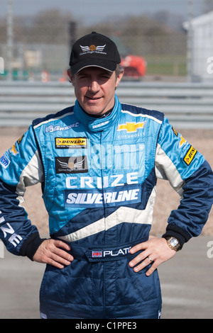 Britischer Tourenwagen-Fahrer Jason Plato von Team Siverline Chevrolet, einen Chevrolet Cruze fährt. Stockfoto