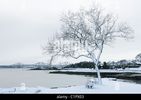 Mit Blick auf die Forth Bridge von Dalgety Bay Stockfoto