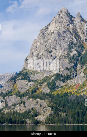 Teton Range Mountains, Ansichten von Jenny Lake, Mt. St. John, hängenden Canyon, Rockchuck Peak, Grand-Teton-Nationalpark, Wyoming, USA Stockfoto