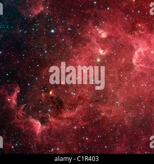 wirbelnde Sterne der Nordamerika-Nebel. Region ähnelt Nordamerika, neue Infrarot-Ansicht NASA Spitzer Space Telescope Stockfoto