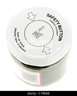 Schaltfläche "Sicherheitsdeckel auf ein Glas Stockfoto