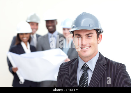 Porträt von einem Designer-Team arbeitet an einem Projekt Stockfoto