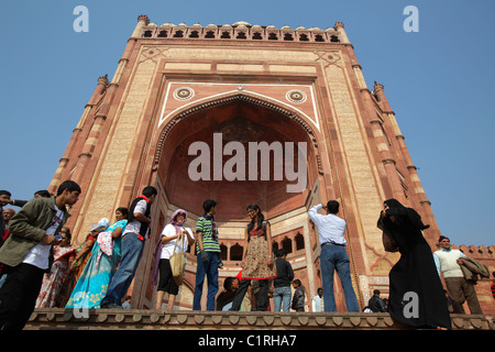 Buland Darwaza Moschee Jami Masjid Moschee, Fatehpur Sikri, Indien Stockfoto