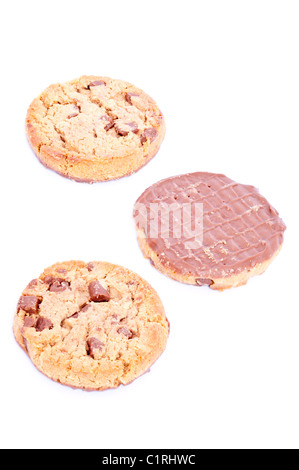Doppel-Schokoladen-Plätzchen auf einem weißen Hintergrund Stockfoto