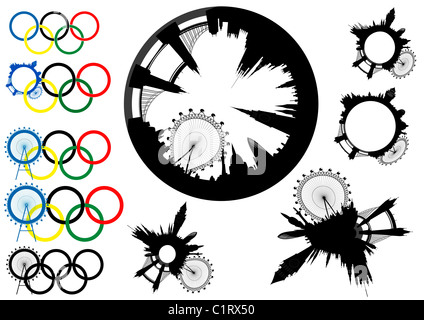 verschiedene grafische Symbole auf die Thema - London - Stadt der Olympischen Spiele 2012 Stockfoto