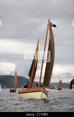 Cornish-Loggern Segeln vor Looe, Cornwall Stockfoto