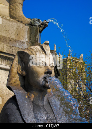 Paris, Frankreich, Detail, öffentliche Brunnen, Place de Chatelet "Fontaine du Palmier', 1806 von Fran-Çois-Jean Bralle Stockfoto