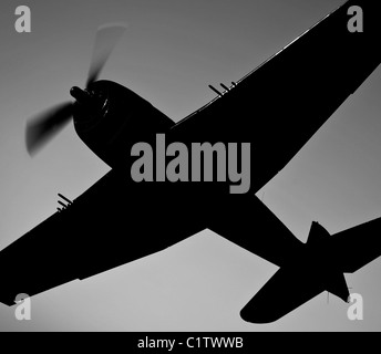 Die Commemorative Air Force F6F-5 Hellcat im Flug in der Nähe von Chino, Kalifornien. Stockfoto