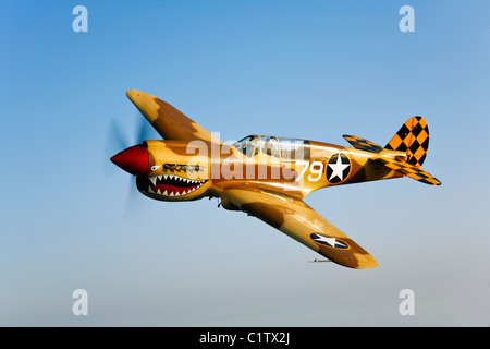 Ein P-40N Warhawk im Flug in der Nähe von Chino, Kalifornien. Stockfoto