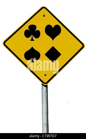 die 4 Karte passt (Herz, Karo, Kreuz und Pik) Zeichen isoliert auf einem weißen Hintergrund. Stockfoto