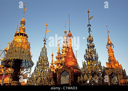 Goldene Ornamente Shwesandaw Pagode, Pyay (Prome, Pye), Myanmar (Burma) Stockfoto