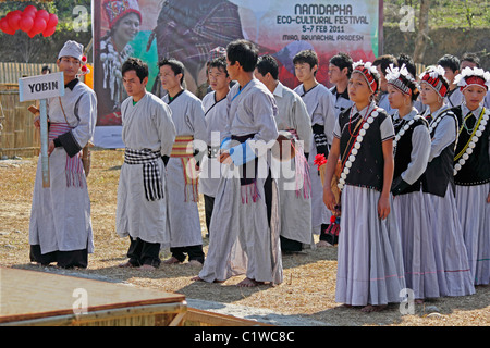 Yobin-Stämme bei Namdapha Öko-Kultur-Festival, Miao, Arunachal Pradesh, Indien Stockfoto