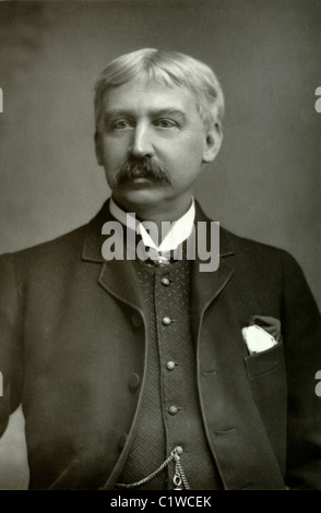 Porträt von Francis Bret harte (1836-1902) amerikanischer Autor und Dichter in Dapper-Anzug und Weste. Woodburytype Stockfoto