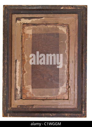 Antiken geschnitzten Gips Bild Frame auf weiß isoliert. Stockfoto