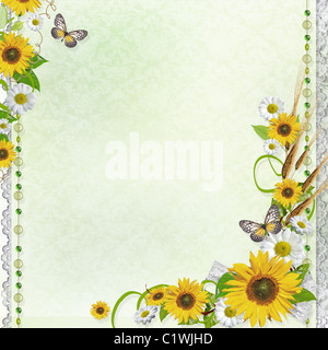 Sommer-Hintergrund mit Rahmen und Blumen Stockfoto