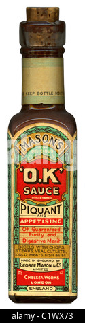 Maurers 'OK' Soße Flasche, c. 1915, eines der ersten Produkte, die die amerikanische Abkürzung OK geeignet Stockfoto