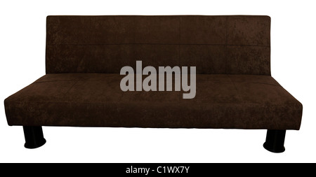 Eine braune Wildleder isoliert Futon auf weiss. Stockfoto