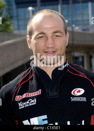 Sarazenen und England Kapitän Steve Borthwick Photocall im Wembley-Stadion, das Saracens Rugby Club Big Family Day zu fördern Stockfoto