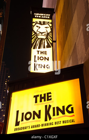 Lion King Broadway spielen Minskoff Theater, 42nd Street, New York City Times Square Stockfoto