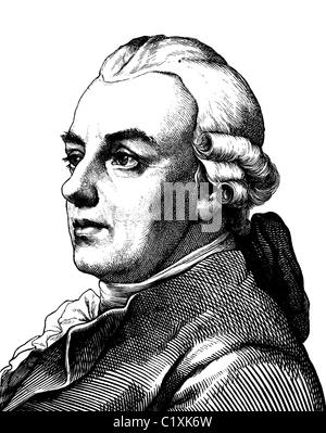 Verbesserte Digitalbild von Gotthold Ephraim Lessing, deutscher Dichter, 1729-1781, Portrait, historische Abbildung, 1880 Stockfoto