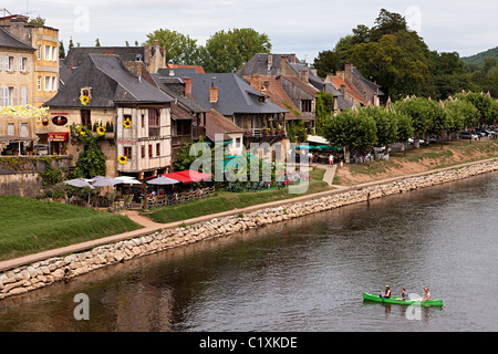 Kanu auf dem Fluss Dordogne Montignac-Frankreich Stockfoto