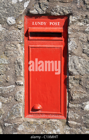 Lundy Post Box auf Lundy Island, Devon, England UK im März Stockfoto