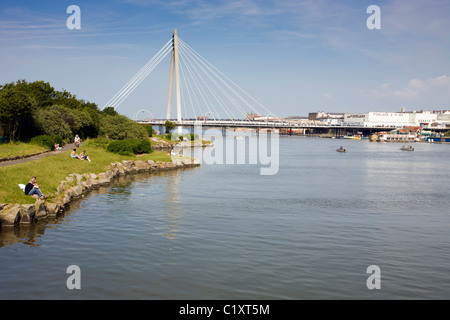 Southport Marine See und Brücke, Merseyside, England Stockfoto