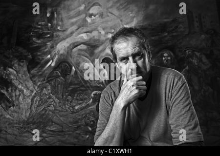 Künstlers Peter Howson im Atelier Glasgow. Stockfoto