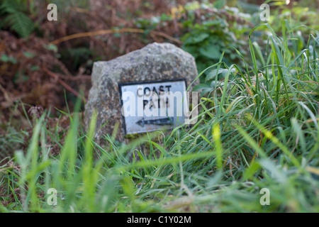 Küste Weg Wegweiser auf West Cornwall Fußweg Stockfoto