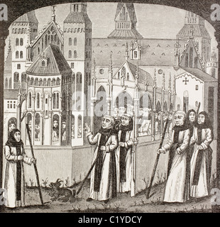 St. Bernhard von Clairvaux, 1090 – 1153, und der Zisterzienser-Mönche der Abtei von Clairvaux in Besitz zu nehmen. Stockfoto