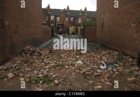 Tornado beschädigte Straßen in Sparkbrook, Birmingham, 2005. Stockfoto
