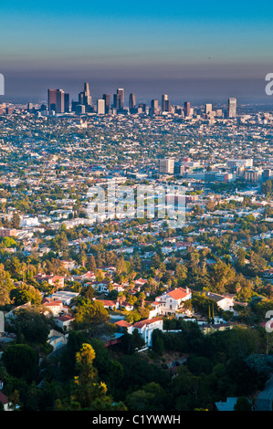Blick auf die Innenstadt von Los Angeles vom Griffith Park, Los Angeles, Kalifornien Stockfoto