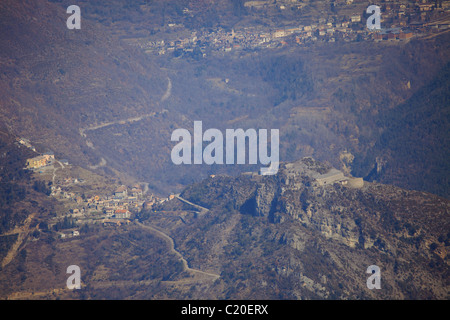 Übersicht der Tinée-Tal im Hinterland der Alpes-Maritimes Stockfoto