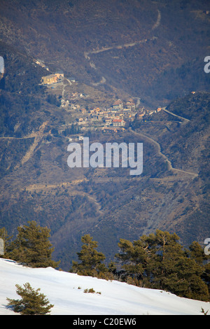 Übersicht der Tinée-Tal im Hinterland der Alpes-Maritimes Stockfoto