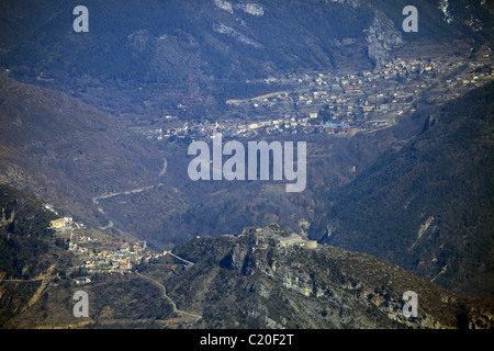 Übersicht der Tinée-Tal im Hinterland der Alpes-Maritimes Stockfoto