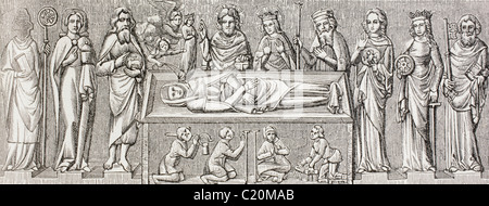 Bas-Relief auf dem Grab der Elisabeth von Ungarn, 1207-1231. Prinzessin von Ungarn und katholische Heilige. Stockfoto