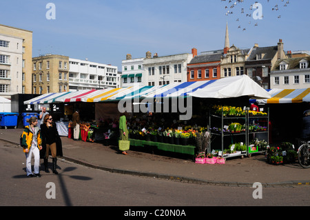 Stände auf dem Markt, Cambridge, England, UK Stockfoto