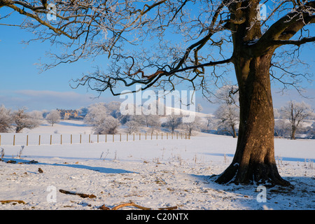 Blick zum Haus von Binns, in der Nähe von Linlithgow, Schottland, Dezember 2010 Stockfoto